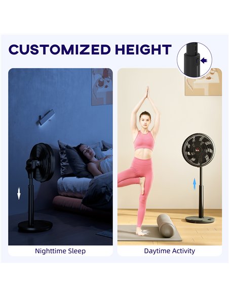 HOMCOM Pedestal Fan with Oscillating, Tilt, Adjustable Height, Black - pic 153068 | FastDaddyshop