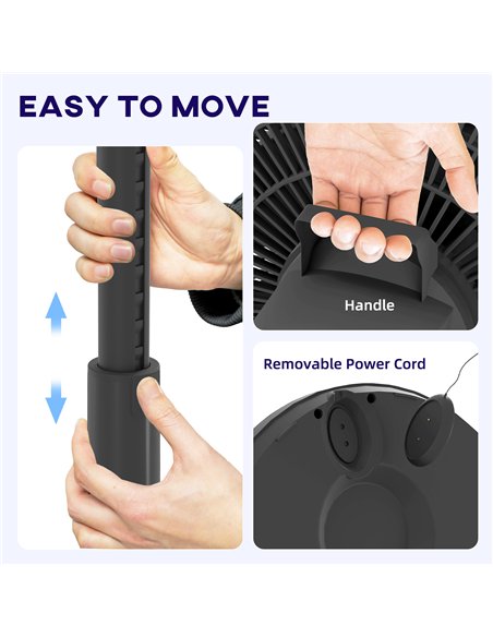 HOMCOM Pedestal Fan with Oscillating, Tilt, Adjustable Height, Black - pic 153069 | FastDaddyshop