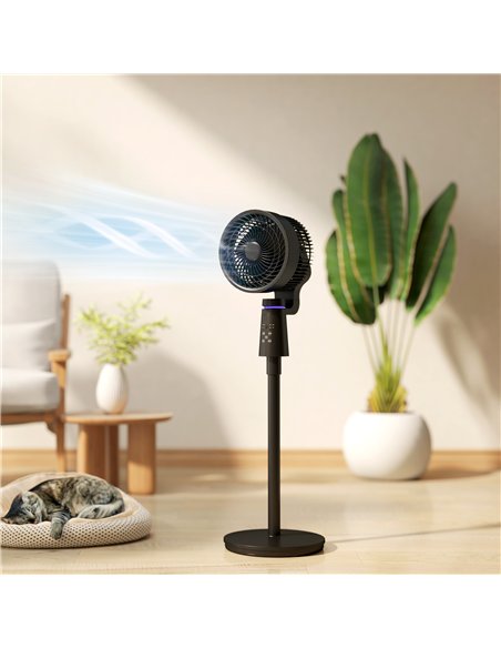 HOMCOM Pedestal Air Circulation Fan with Oscillating, Light Off, Black - pic 153071 | FastDaddyshop