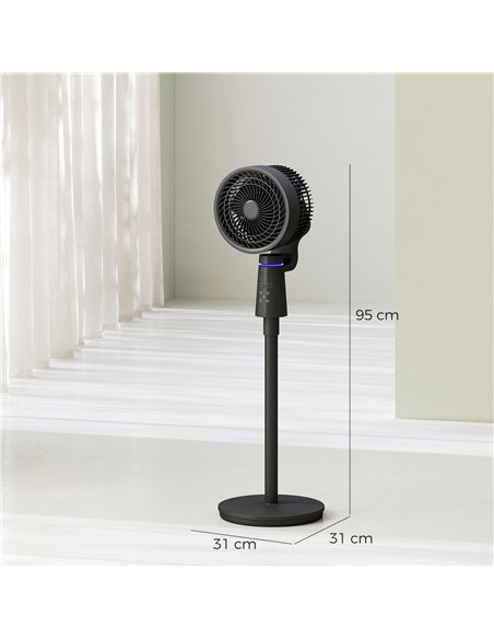 HOMCOM Pedestal Air Circulation Fan with Oscillating, Light Off, Black - pic 153072 | FastDaddyshop