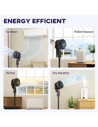 HOMCOM Pedestal Air Circulation Fan with Oscillating, Light Off, Black
