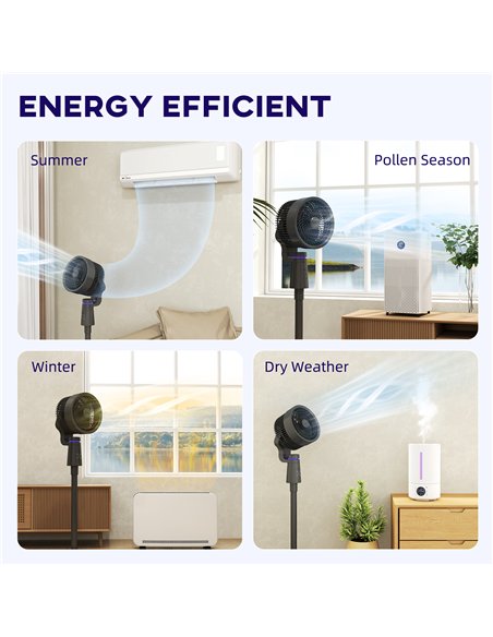 HOMCOM Pedestal Air Circulation Fan with Oscillating, Light Off, Black - pic 153073 | FastDaddyshop