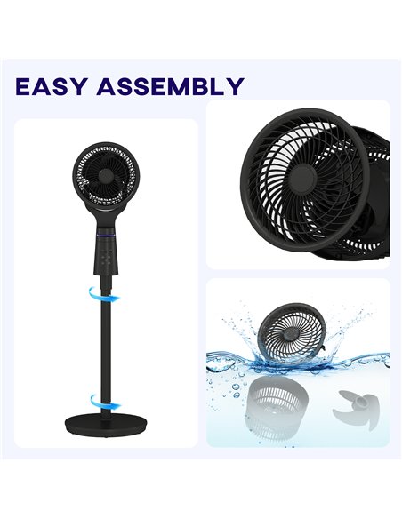 HOMCOM Pedestal Air Circulation Fan with Oscillating, Light Off, Black - pic 153077 | FastDaddyshop