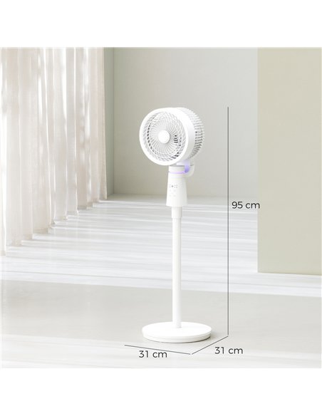 HOMCOM Pedestal Air Circulation Fan with Oscillating, Light Off, White - pic 153081 | FastDaddyshop