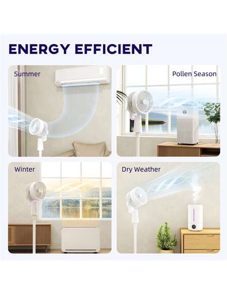 HOMCOM Pedestal Air Circulation Fan with Oscillating, Light Off, White - pic 153082 | FastDaddyshop