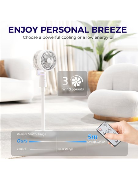 HOMCOM Pedestal Air Circulation Fan with Oscillating, Light Off, White - pic 153085 | FastDaddyshop