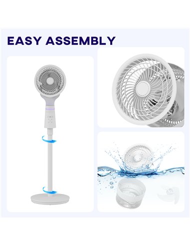 HOMCOM Pedestal Air Circulation Fan with Oscillating, Light Off, White