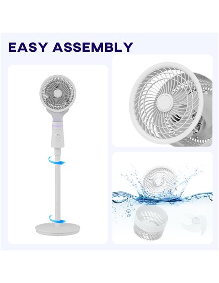 HOMCOM Pedestal Air Circulation Fan with Oscillating, Light Off, White - pic 153086 | FastDaddyshop