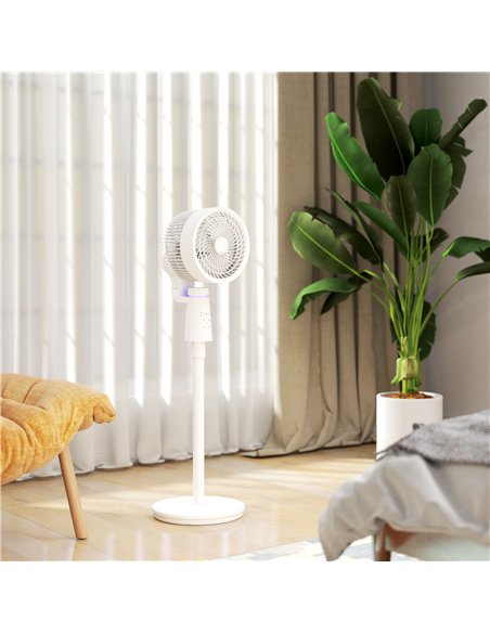 HOMCOM Pedestal Air Circulation Fan with Oscillating, Light Off, White - pic 153087 | FastDaddyshop
