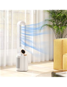 HOMCOM Multi-Mode Bladeless Tower Fan and Humidifier - White 2