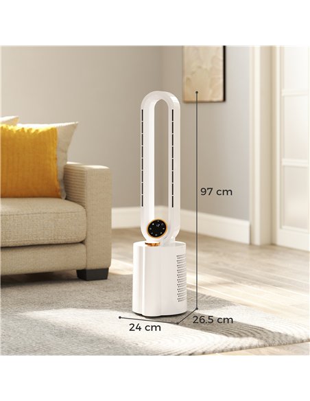 HOMCOM Multi-Mode Bladeless Tower Fan and Humidifier - White - pic 153090 | FastDaddyshop