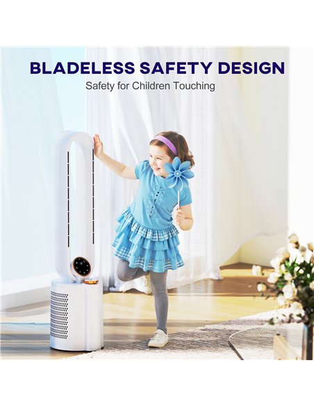 HOMCOM Multi-Mode Bladeless Tower Fan and Humidifier - White - pic 153093 | FastDaddyshop