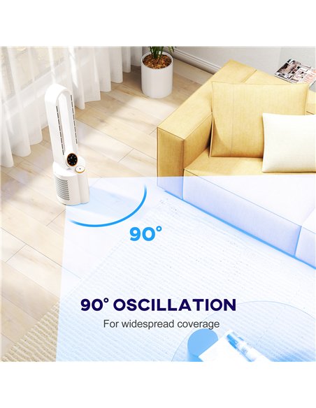 HOMCOM Multi-Mode Bladeless Tower Fan and Humidifier - White - pic 153094 | FastDaddyshop
