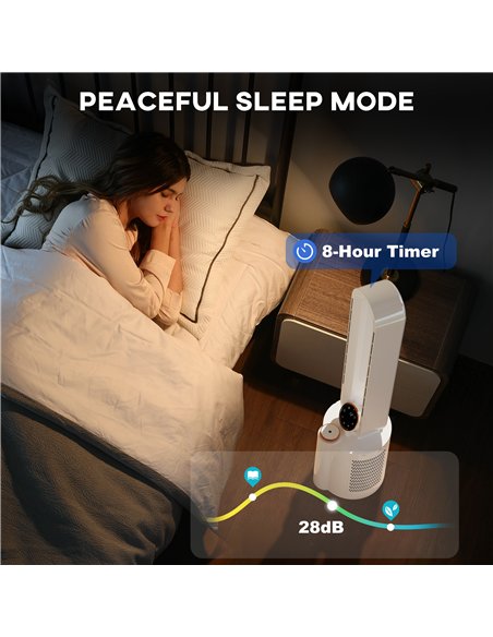 HOMCOM Multi-Mode Bladeless Tower Fan and Humidifier - White - pic 153095 | FastDaddyshop