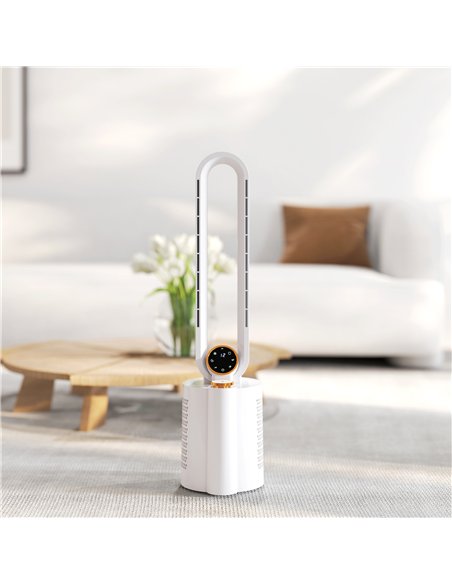 HOMCOM Multi-Mode Bladeless Tower Fan and Humidifier - White - pic 153096 | FastDaddyshop