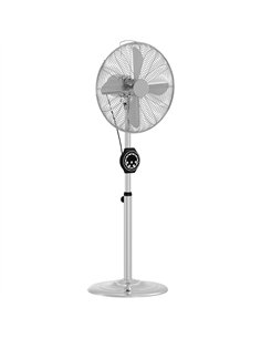 HOMCOM 18" Metal Pedestal Fan with Oscillating, Adjustable Height - Silver Tone