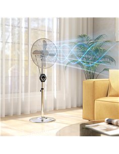 HOMCOM 18" Metal Pedestal Fan with Oscillating, Adjustable Height - Silver Tone 2