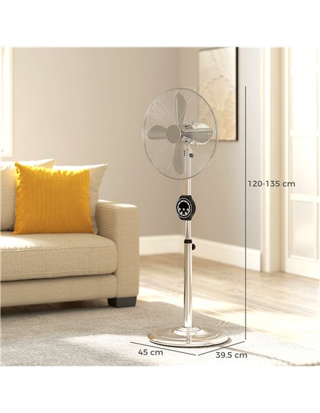 HOMCOM 18" Metal Pedestal Fan with Oscillating, Adjustable Height - Silver Tone - pic 153099 | FastDaddyshop