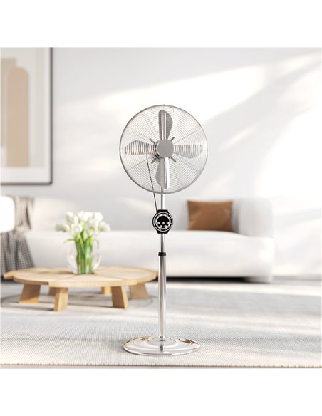 HOMCOM 18" Metal Pedestal Fan with Oscillating, Adjustable Height - Silver Tone - pic 153105 | FastDaddyshop