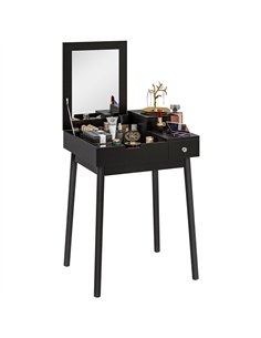 HOMCOM Dressing Table with Flip-up Mirror, Makeup Desk with 2 Drawers, Vanity Table Writing Desk for Bedroom Living Room, Black