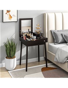 HOMCOM Dressing Table with Flip-up Mirror, Makeup Desk with 2 Drawers, Vanity Table Writing Desk for Bedroom Living Room, Black 2