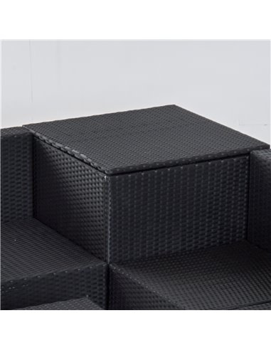 Outsunny 4-Seater Rattan Garden Corner Sofa Set Wicker 4 Seater Garden Weave Furniture w/ Cushion Black