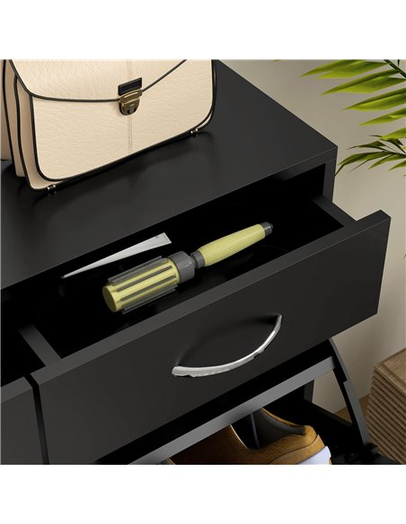 HOMCOM Narrow Shoe Storage with 2 Flip Drawers and Adjustable Shelves Shoe Cabinet Organizer for 12 Pairs of Shoes, Black - pic 153132 | FastDaddyshop