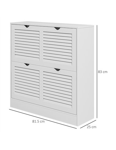 HOMCOM 2 Drawers Entryway Shoe Cabinet, Narrow Shoe Storage Cabinet with 2 Flip Drawers, Louvred Door Design and Adjustable Shel