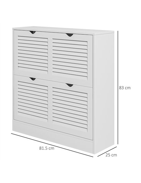 HOMCOM 2 Drawers Entryway Shoe Cabinet, Narrow Shoe Storage Cabinet with 2 Flip Drawers, Louvred Door Design and Adjustable Shel - pic 153135 | FastDaddyshop