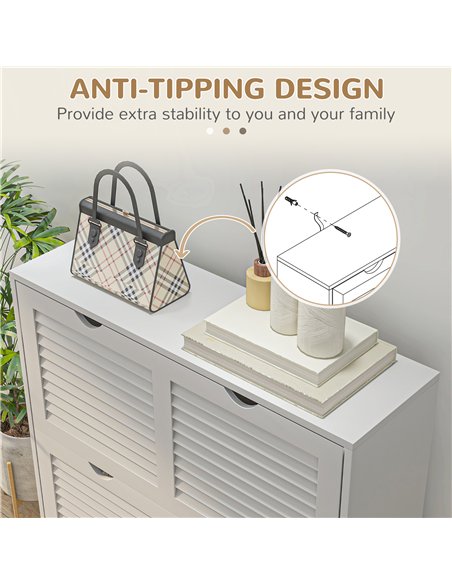 HOMCOM 2 Drawers Entryway Shoe Cabinet, Narrow Shoe Storage Cabinet with 2 Flip Drawers, Louvred Door Design and Adjustable Shel - pic 153139 | FastDaddyshop