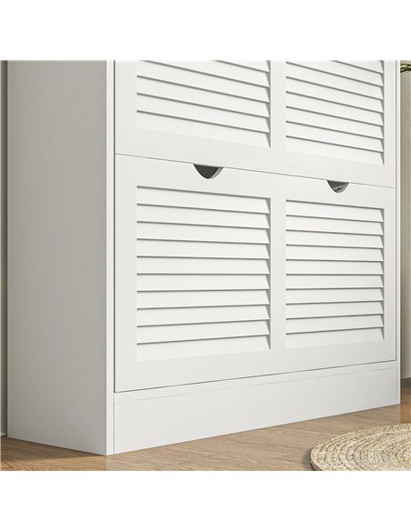 HOMCOM 2 Drawers Entryway Shoe Cabinet, Narrow Shoe Storage Cabinet with 2 Flip Drawers, Louvred Door Design and Adjustable Shel - pic 153141 | FastDaddyshop