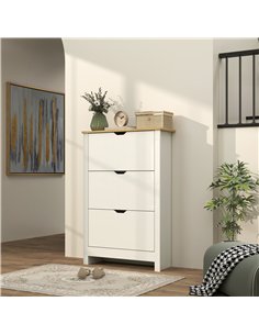 HOMCOM Slim Shoe Cabinet, Narrow Shoe Cupboard with 3 Flip Drawers, Adjustable Shelves for 18 Pairs of Shoes, High Gloss White 2