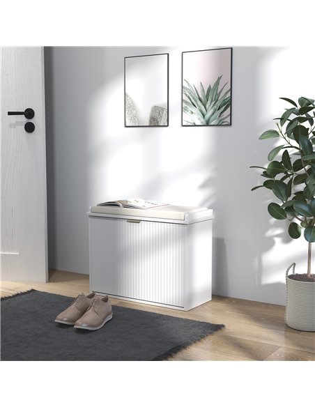 HOMCOM Elegant Six Shoe Bench, with Top Seat - White - pic 153188 | FastDaddyshop