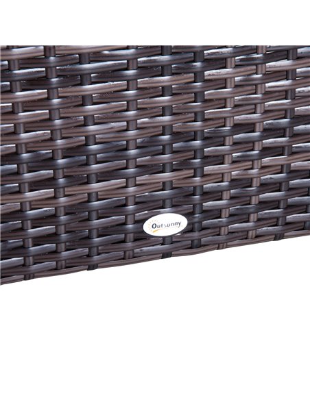 Outsunny 6 PC Outdoor Rattan Sofa Furniture Set with Coffee Table, Pillow Cushion, Brown - pic 15319 | FastDaddyshop