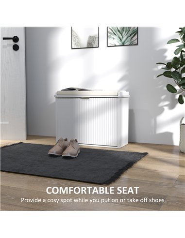 HOMCOM Elegant Six Shoe Bench, with Top Seat - White