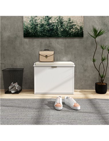 HOMCOM Elegant Six Shoe Bench, with Top Seat - White
