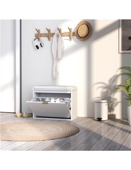 HOMCOM Elegant Six Shoe Bench, with Top Seat - White - pic 153194 | FastDaddyshop