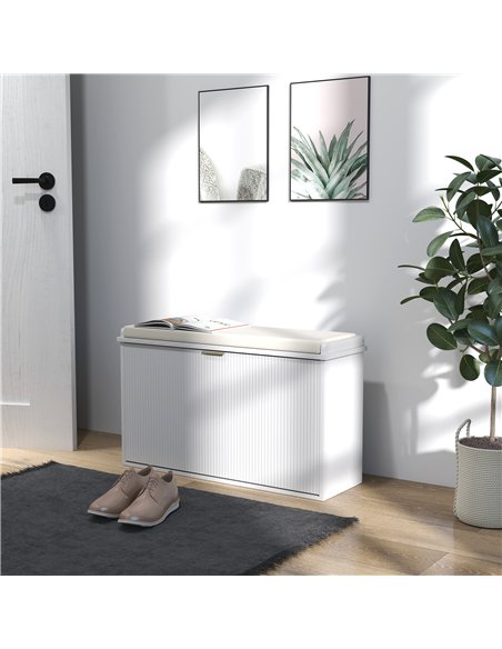 HOMCOM Elegant Eight Shoe Bench, with Top Seat - White - pic 153197 | FastDaddyshop