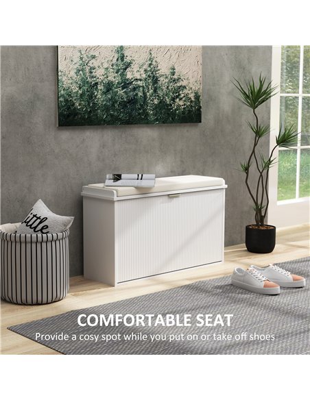 HOMCOM Elegant Eight Shoe Bench, with Top Seat - White - pic 153199 | FastDaddyshop