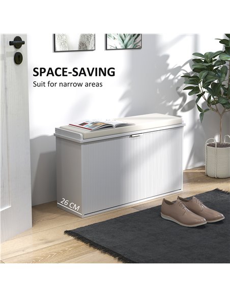 HOMCOM Elegant Eight Shoe Bench, with Top Seat - White - pic 153201 | FastDaddyshop