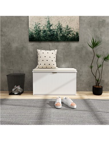HOMCOM Elegant Eight Shoe Bench, with Top Seat - White