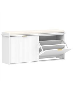 HOMCOM Elegant Ten Shoe Bench, with Top Seat - White