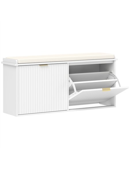 HOMCOM Elegant Ten Shoe Bench, with Top Seat - White - pic 153205 | FastDaddyshop