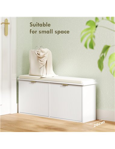 HOMCOM Elegant Ten Shoe Bench, with Top Seat - White