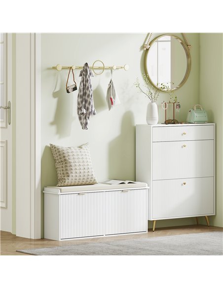 HOMCOM Elegant Ten Shoe Bench, with Top Seat - White - pic 153212 | FastDaddyshop