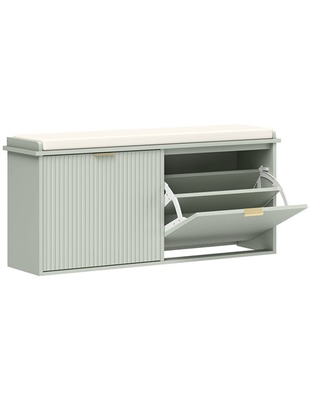 HOMCOM Elegant Ten Shoe Bench, with Top Seat - Green - pic 153214 | FastDaddyshop