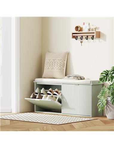 HOMCOM Elegant Ten Shoe Bench, with Top Seat - Green