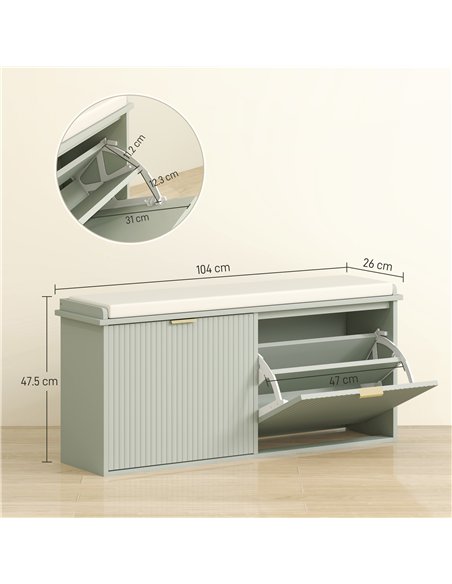 HOMCOM Elegant Ten Shoe Bench, with Top Seat - Green - pic 153216 | FastDaddyshop