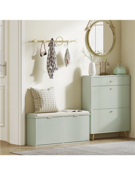 HOMCOM Elegant Ten Shoe Bench, with Top Seat - Green - pic 153221 | FastDaddyshop