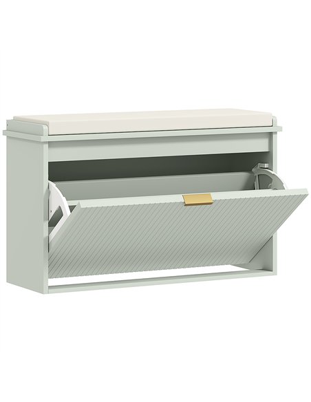HOMCOM Elegant Eight Shoe Bench, with Top Seat - Green - pic 153223 | FastDaddyshop
